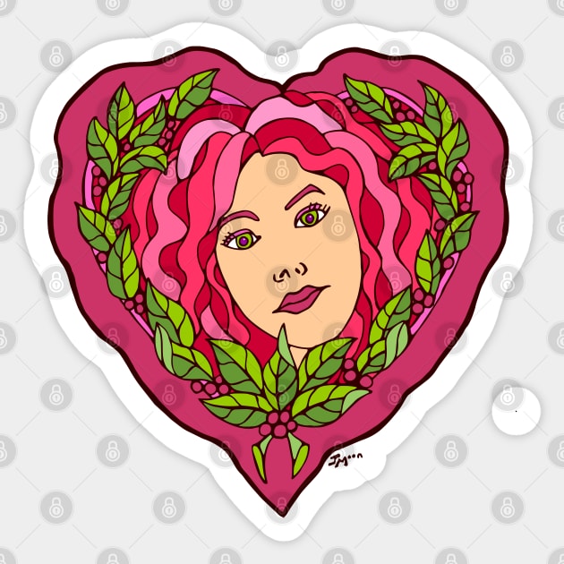 Hot Pink Valentine Berry Girl Sticker by Julia Moon